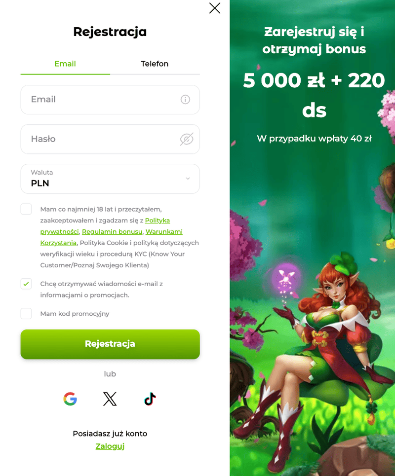 Rejestracja w Verde casino