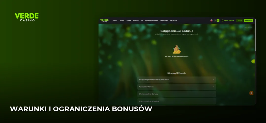 Zrzut ekranu strony Verde Casino