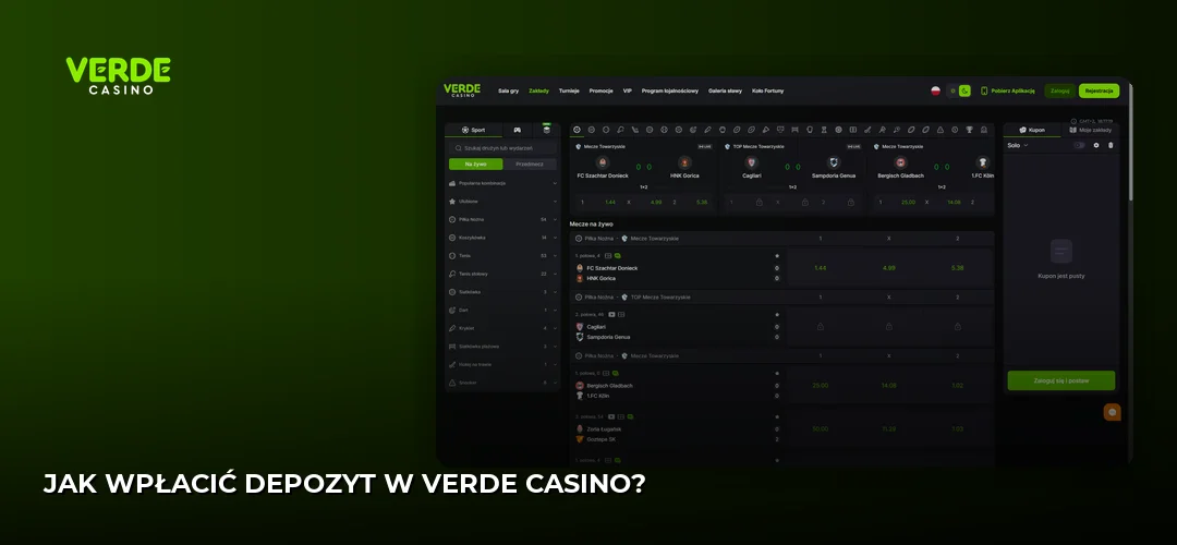 Zrzut ekranu strony Verde Casino