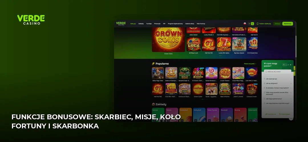 Zrzut ekranu strony Verde Casino
