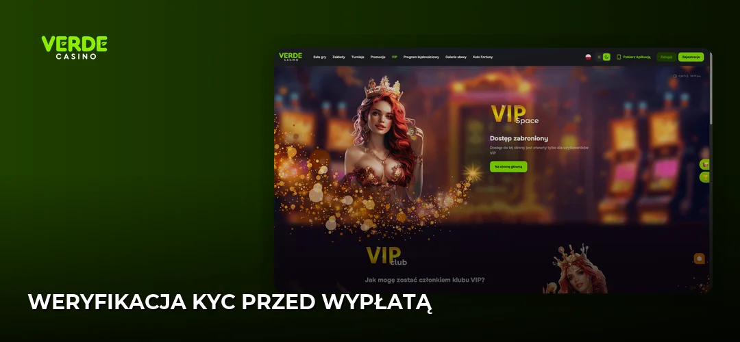 Zrzut ekranu strony Verde Casino