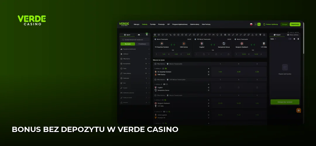 Zrzut ekranu strony Verde Casino