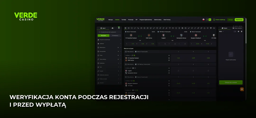 Zrzut ekranu strony Verde Casino
